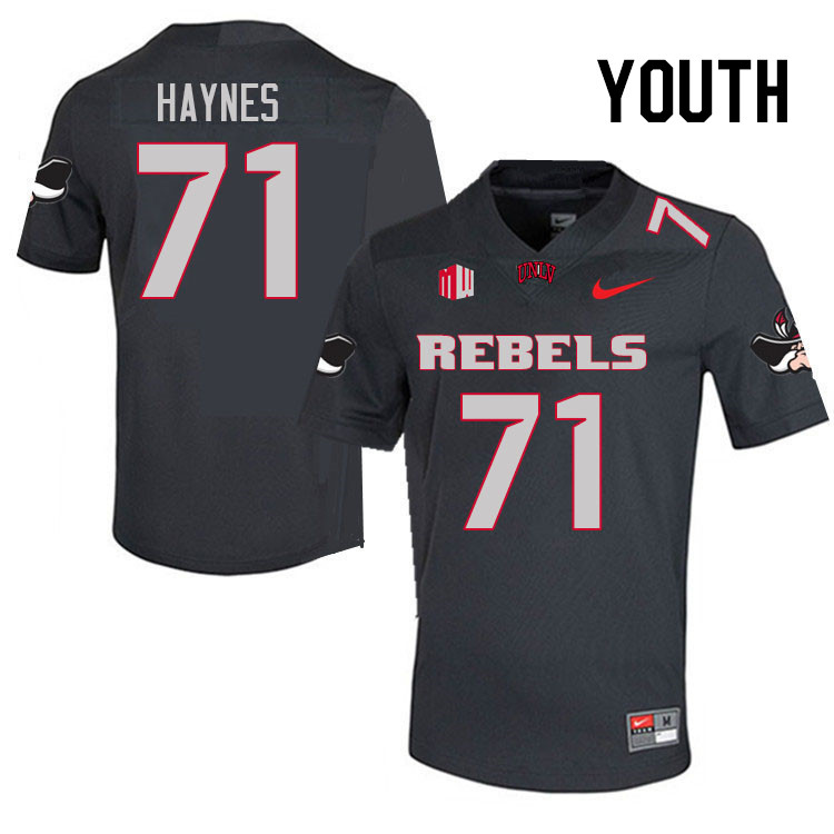 Youth #71 Ed Haynes UNLV Rebels College Football Jerseys Stitched Sale-Charcoal